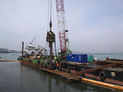 抑止・締切鋼矢板打込状況